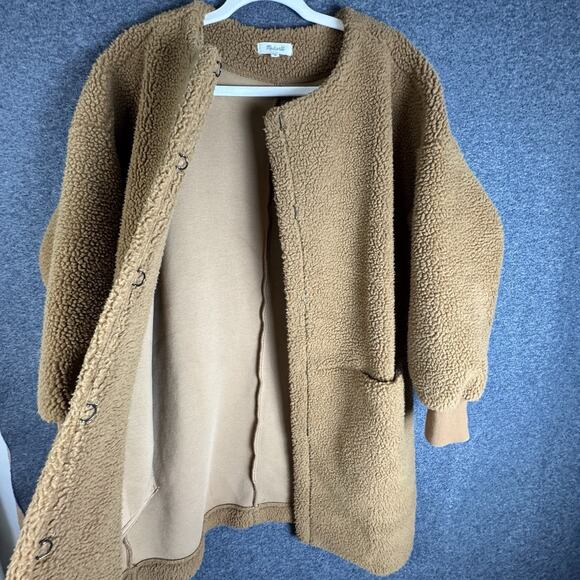 MADEWELL Women’s Bonded Sherpa Cocoon Coat Pockets Brown Size Small - Picture 4 of 13
